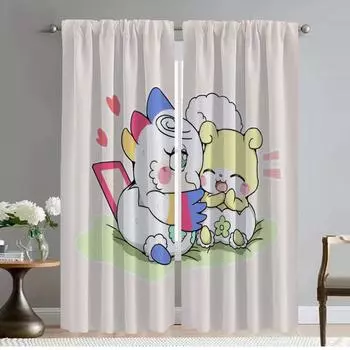 Himitsu No Cocotama Modern Living Room Curtains 2 Pieces Partition Curtains for Bedroom Window Curtain Halloween Decoration Home W50xH70cmx2pcs-CL