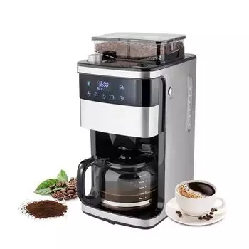 HIMOSKWA 3 в 1 Американская кофемашина Автоматическая кофемолка Паровая нержавеющая сталь Круглосуточная запись 12 чашек