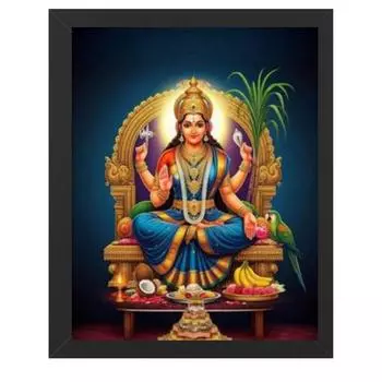 Hindu Religious Shiva and Maa Annapurna Devi Design Wall Art Painting Frame For Home Decoration 10 x 12 inch