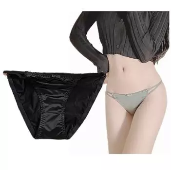 HINICE Блестящие женские трусики-стринги, атлас, лента, обычные, сзади, сексуальные, нецифровые (Черный, М) чёрный