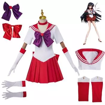 Костюмы для косплея Hino Rei Sailor Mars для женщин, костюм для персонажей мультфильмов на Хэллоуин, юбка с коротким рукавом GW199 S