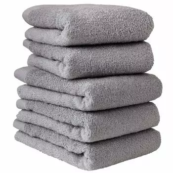 hiorie Лицо Сделано в Набор полотенец из Теплого Однотонного Мгновенного Хлопка от 18 Полотенец Сенсю Полотенца, Япония, Отель-Стиль 5, Серый, Цвет, Впитываемость, Прочный, 100%