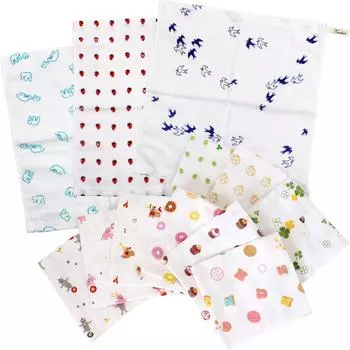 hiorie Набор марлевых полотенец Petit 3 Сладости 3 Цирк (Хиори) Полотенца японского производства, Полотенца, 12 штук (6 узоров, узоры, узоры)