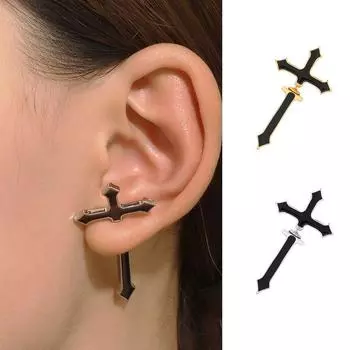 Хип-хоп 1 шт. серебряные серьги-гвоздики с крестом, ювелирные изделия для пирсинга, готические серьги-гвоздики, подарок золотой