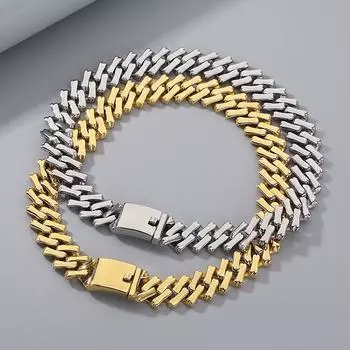 Хип-хоп 20 мм ромбовидная цепочка Модный брендовый универсальный браслет для мужчин и женщин