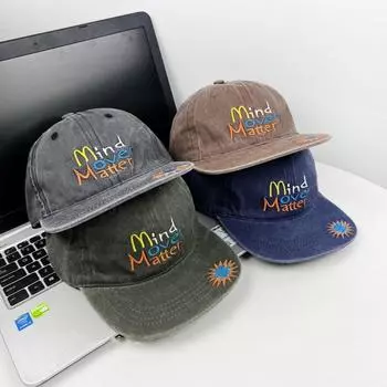 Hip hop blogger new retro old cement gray flat-brimmed hat female hip-hop rap trendy male baseball cap M56-58cm чёрный