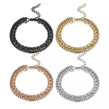 Хип-хоп браслет-цепочка с двойным панцирем из нержавеющей стали для мужчин и женщин, крутой кубинский браслет-цепочка, унисекс, ювелирные изделия на запястье, подарок