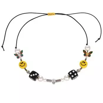 Hip Hop Dice Skull Pearl Butterfly Smiley Necklace Male And Female Couples Accessories Length Adjustable Necklace