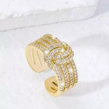 Hip-hop fashion ring female full diamond personality opening adjustment zircon plain ring tail ring winding versatile ring