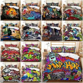 Хип-хоп граффити одеяло/Doona/пододеяльник наволочка комплект постельного белья односпальная двуспальная Single 135x200cm
