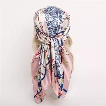 Хип-хоп хиджаб шарф женский принт шейный платок платок квадратный атласный шелковый шарфы шали и накидки женская пашмина бандана 90x90cm