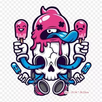 Хип-хоп холодный стимул головная боль утюг на теплопередаче печать виниловые нашивки наклейки для одежды DIY аппликации моющиеся нашивки