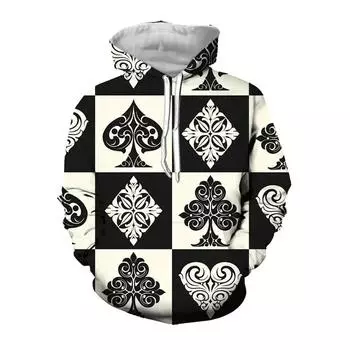 Хип-хоп игральные карты элемент 3D печатные толстовки для мужчин одежда смешные Y2k женские пуловеры повседневная уличная одежда спортивный костюм толстовка S