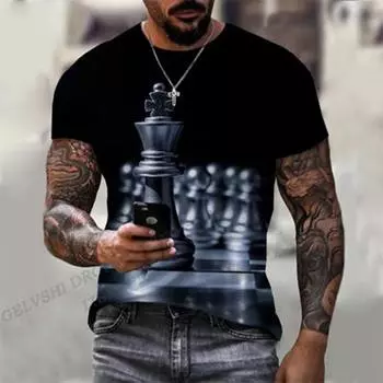 Хип-хоп минималистский шахматный принт, модный уличный фонарь и удобная футболка с короткими рукавами и круглым вырезом XS