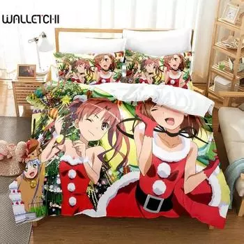 Hip Hop Misaka Mikoto Bedding Set Cartoon Anime three-piece set Adult Kid Bedroom Duvet cover Sets Kawaii Girl twin bedding set 70x133cm 2pcs
