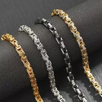 Хип-хоп модная квадратная пряжка-петля-цепочка из титановой стали, цепочка из жареного теста, пряжка-лобстер, модный мужской черный браслет, ювелирные изделия из нержавеющей стали 22CM