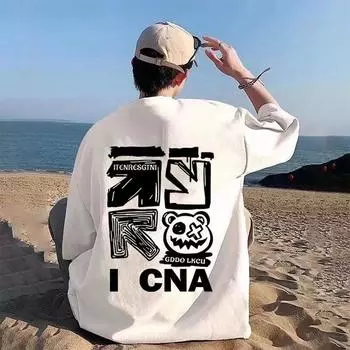 ХИП-ХОП мужские футболки белого цвета ХЛОПОК повседневная футболка High Street футболка мужская аниме футболка M