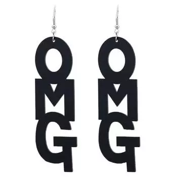 Хип-хоп OMG буквы акриловые длинные висячие массивные женские серьги-крючки ювелирные изделия белый