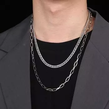 Хип-хоп предмет из титановой стали ручной работы с двухслойной цепочкой от свитера.