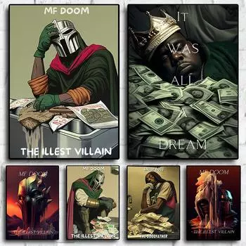 Хип-хоп рэпер Бигги Смоллс MF Doom Музыка Абстрактное искусство Домашний декор стен Фотографии Комната Гостиная Печать на холсте Эстетика Плакат Подарок 21x30cm No Frame