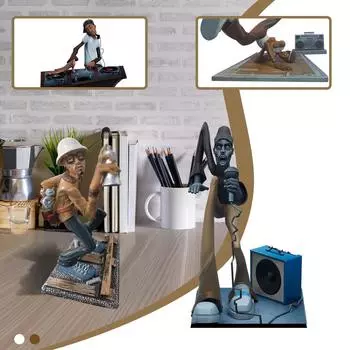 Хип-хоп Sing-er украшения из смолы, фигурки рэпера, звезда, скульптура, современные поделки из смолы для украшения рабочего стола, домашний декор, подарок One Size