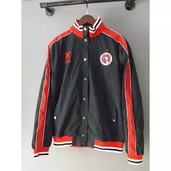 Hip Hop Spring and Autumn Lapel Sports Casual Street Baseball Jacket Black 2XL