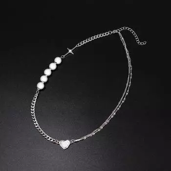 Хип-хоп светоотражающее жемчужное ожерелье, модное личностное ожерелье-цепочка с любовью, светоотражающее жемчужное ожерелье