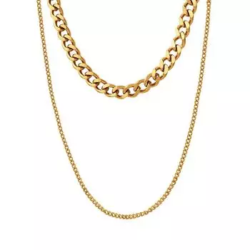 Хип-хоп тренд крутое стекирование холодный ветер двойная цепь ожерелье персонализированные модные украшения