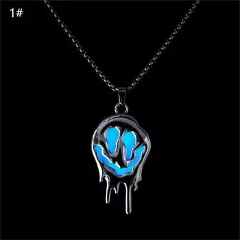 Hip Hop Trend Versatile Zinc Alloy Luminous Necklace Halloween Ghost Funny Glowing Grimace Pendant