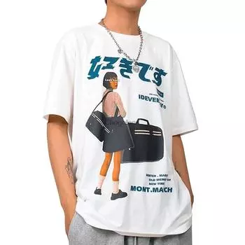 Хип-хоп уличная футболка Harajuku футболка для девочек японская футболка с принтом кандзи 2022 унисекс летняя футболка с коротким рукавом хлопковые свободные топы футболки 2XL