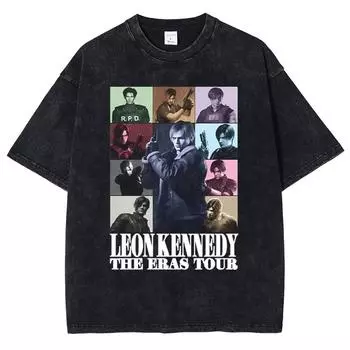 Хип-хоп уличная одежда Мужская трикотажная футболка с рисунком игрового персонажа Винтажная винтажная стирка Черная футболка Хлопок Унисекс S