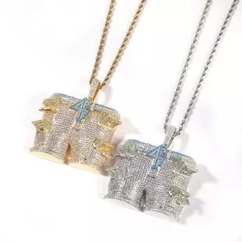 Хип-хоп USD 4pf Брюки Ожерелье с подвеской Тяжелая промышленность Мода Циркон Золотое ожерелье Орнамент