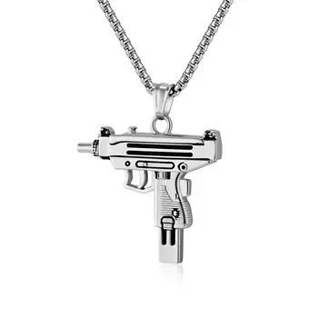 Хип-хоп Узи Пистолет-пулемет Личность Мужской Титановый Стальной Пулемет Ожерелье Ниша Модный Кулон