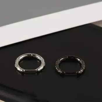 Хип-хоп Женщины Мужчины Резьба Круглые Посеребренные Серьги-кольца Huggie Серьги Модные Украшения Клипсы для Ушей серебряный