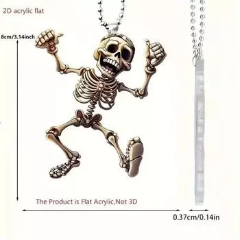 Hip Playful Acrylic Hop Skeleton Halloween Hanging Decoration For Vehicle Interior
