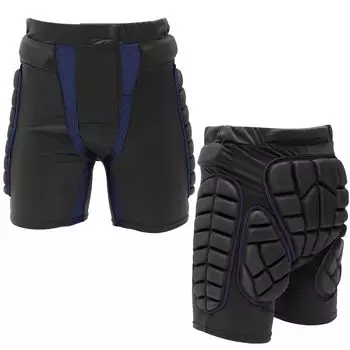 Hip Protector Ski Snowboard Bike Pad Mesh Underpants Snowboard Wear Ski Wear Breathable Butt Pad EVA Men Women (Black/Navy, S)