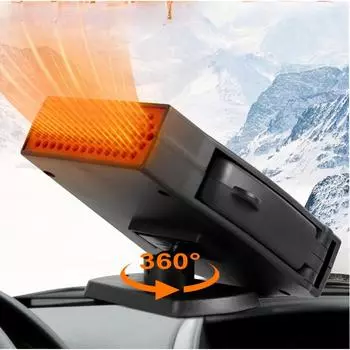 Hipacool 12V Car Heater Windshield Fast Heating Defrosting Defogging Cigarette Lighter Car Heater 360° Rotatable Winter Warmer чёрный