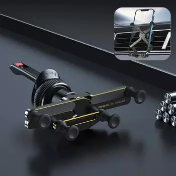 Hipacool Car Phone Holder Airout Vent Holder Alloy Small Volume Car Mount Gravity Mount GPS Stand Cell Support Car Bracket чёрный