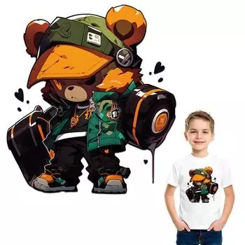 Нашивки Hiphop Bears для одежды, термонаклейки на ткани, моющиеся, новые, термопереносные, аксессуары для одежды, самодельные термопереносные наклейки