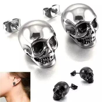 Hiphop Style Skeleton Stud Earrings Creative Mini Ear Clip Trendy Personality Earrings Unisex золотой