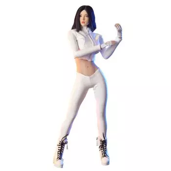 HiPlay JIAOU DOLL Female Figure Sexy Short Leather Jacket and Leather Pants White Clothes Clothes Set 1/6 JO24X-04B