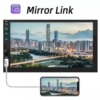 HIPPBQCC 7 автомобильный радиоприемник 1 Din MP5 мультимедийный плеер Mirror Link сенсорный экран FM ISO вход питания Aux Bluetooth USB для задней камеры