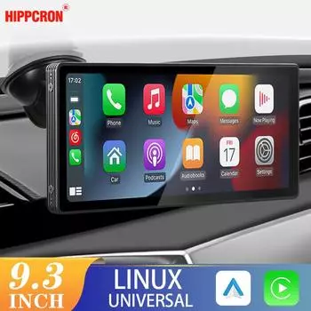 Hippcron 9,3-дюймовый портативный CarPlay Android Авто Радио Мультимедийный видеоплеер Сенсорный экран Камера заднего вида Monitor Only