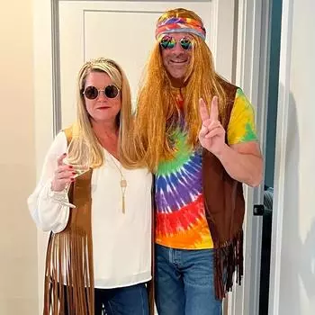 Хиппи Fringe Косплей Четырехсекционный комплект для вечеринки Ретро жилет L коричневый