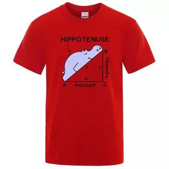 Hippotenuse Opposite Adjacent Смешные принтованные мужские и женские футболки Тригонометрические функции Хлопковая футболка с коротким рукавом в уличном стиле S светло-синий
