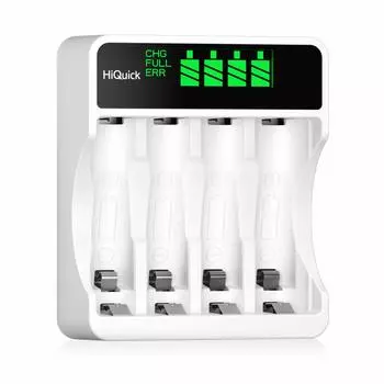 HiQuick Rechargeable Battery Charger Compatible with Rechargeable Rapid Charger with Battery Level Independent Can Recharge AA and AAA Micro Input