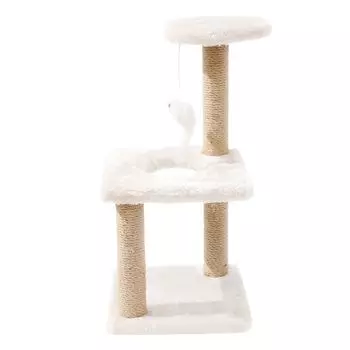 HIRAISM Cat Tower Мини-башня для кошек Низкая заточка когтей Простая сборка Экономия места (бежевый) бежевый