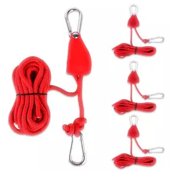 HIRAISM палаточный трос растяжка храповой механизм с карабином фиксатор брезента кемпинг на открытом воздухе полезные товары грузоподъемность 68 кг набор из 4 шт. (Красный, 4мx4мм)