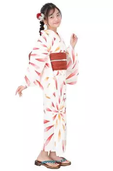 Hiroba Хлопок Лен Юката Дети Девочки 140 150 Взрослые Один размер Юката Дети Девочки Юката Комплект Юниор Юката Юниор Юката Набор из 4 предметов [Кимоно Ю] серый