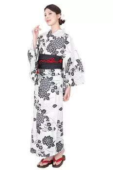 Hiroba Yukata luxury cotton yukata 4 Heiko 2 waist dressing instructions cotton linen navy light one size fits ykt1831otona [Kimono Yu] 4-piece set,